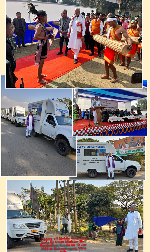 Flagging off Mobile Veterinary Units by Union Minister Shri. Parshottam Rupala on 10th Jan 2023 at Mahendraganj, South West Garo Hills.